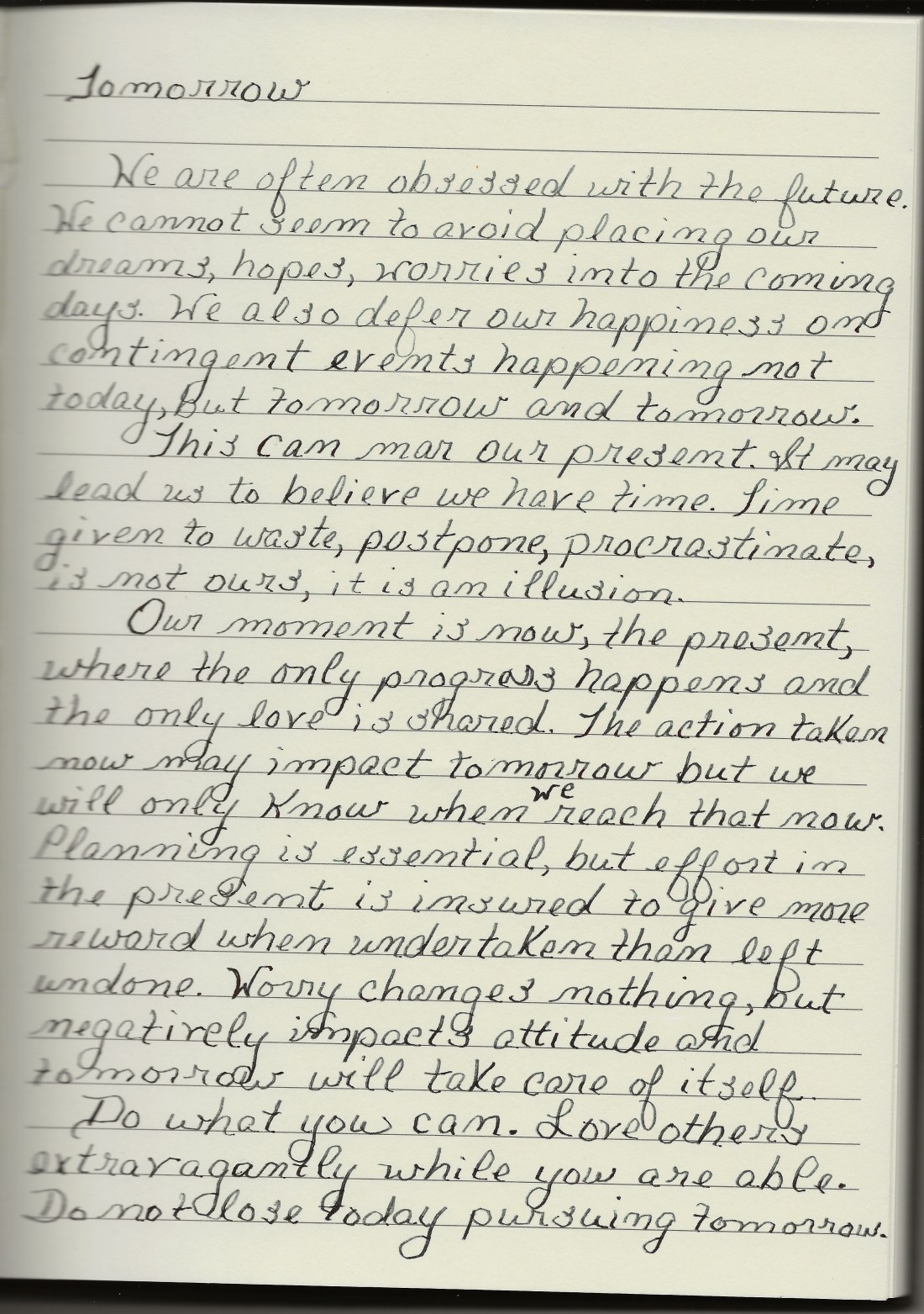 2019_07_19_Journal Entry - Tomorrow